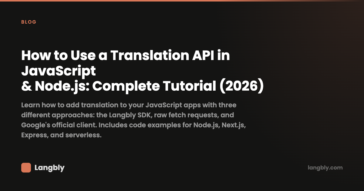 Translation API in JavaScript & Node.js (2026)